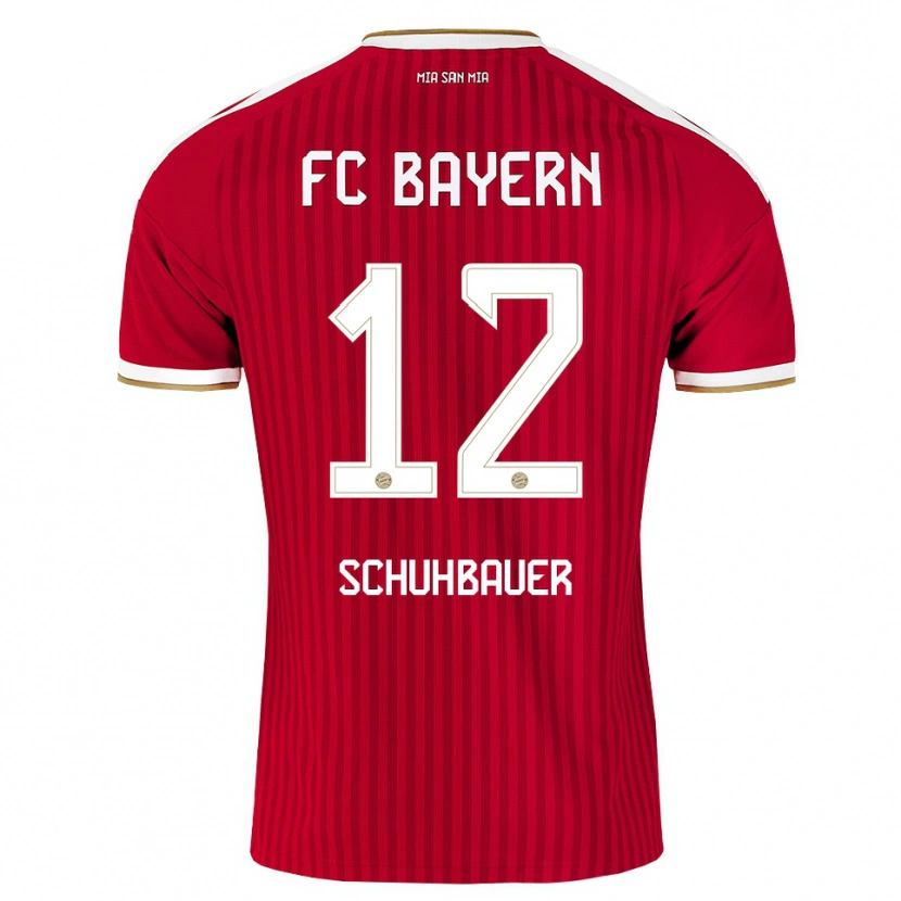 Danxen Børn Maximilian Schuhbauer #12 Rød Hvid Blå Hjemmebane Spillertrøjer 2026/27 Trøje T-Shirt