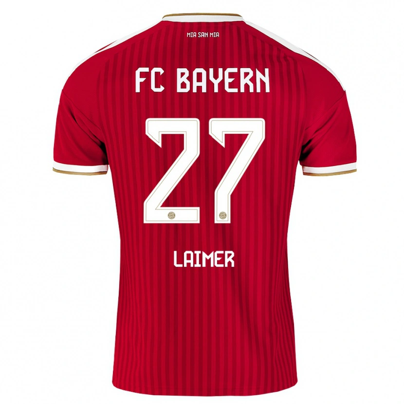 Danxen Børn Konrad Laimer #27 Rød Hvid Blå Hjemmebane Spillertrøjer 2026/27 Trøje T-Shirt
