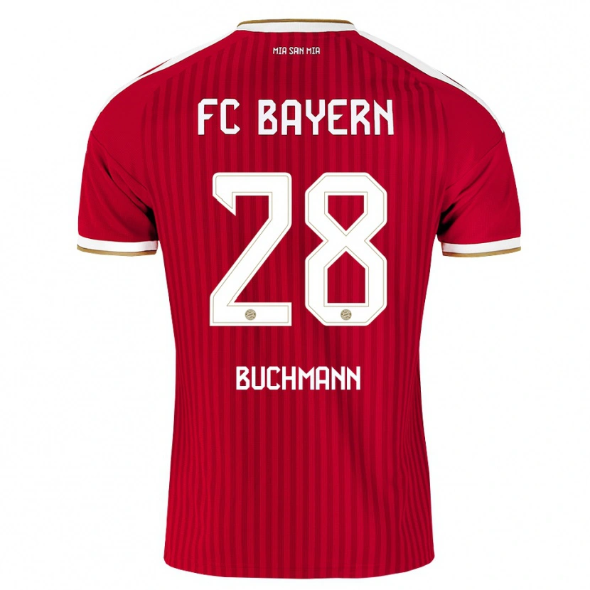 Danxen Børn Tarek Buchmann #28 Rød Hvid Blå Hjemmebane Spillertrøjer 2026/27 Trøje T-Shirt