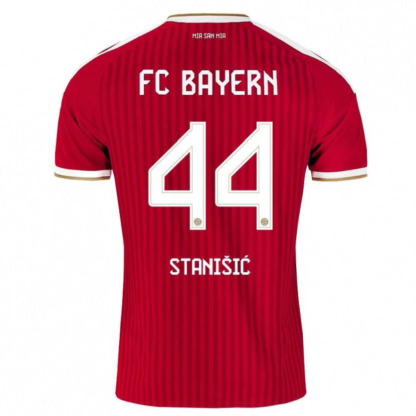 Danxen Børn Josip Stanisic #44 Rød Hvid Blå Hjemmebane Spillertrøjer 2026/27 Trøje T-Shirt
