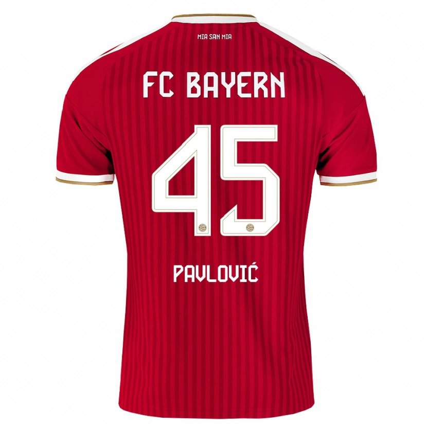 Danxen Børn Aleksandar Pavlovic #45 Rød Hvid Blå Hjemmebane Spillertrøjer 2026/27 Trøje T-Shirt