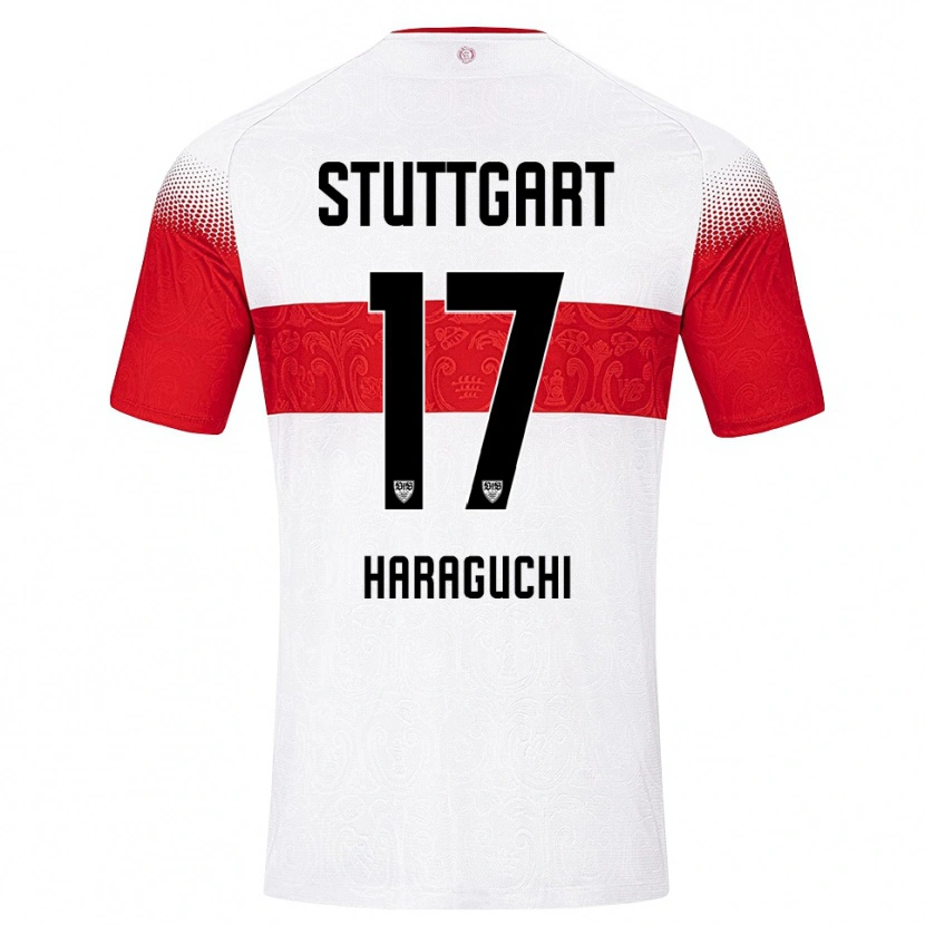 Danxen Børn Genki Haraguchi #17 Hvid Rød Gul Hjemmebane Spillertrøjer 2026/27 Trøje T-Shirt