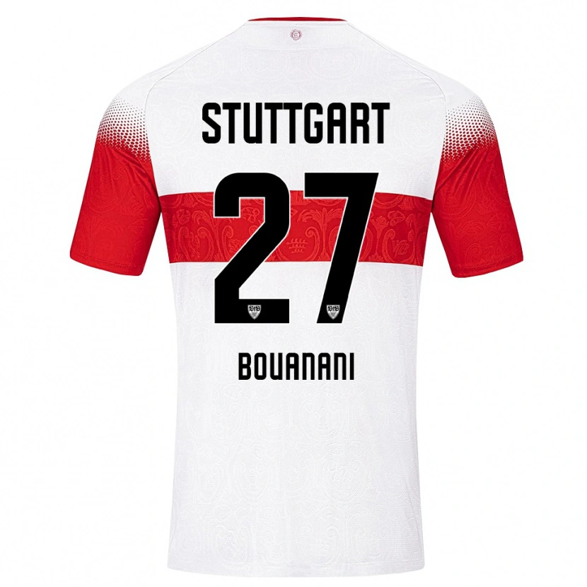 Danxen Børn Badredine Bouanani #27 Hvid Rød Gul Hjemmebane Spillertrøjer 2026/27 Trøje T-Shirt