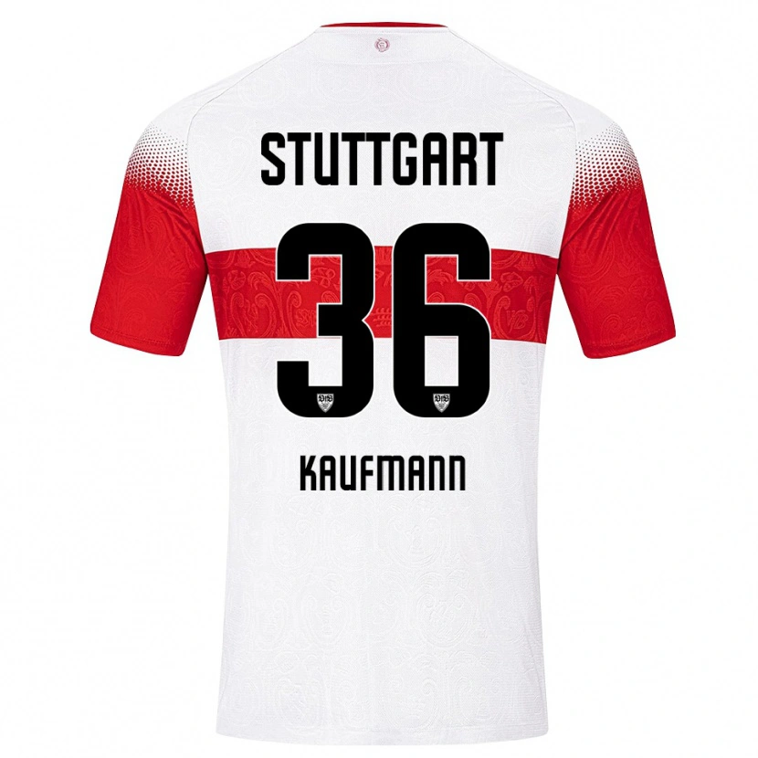 Danxen Børn Tino Kaufmann #36 Hvid Rød Gul Hjemmebane Spillertrøjer 2026/27 Trøje T-Shirt