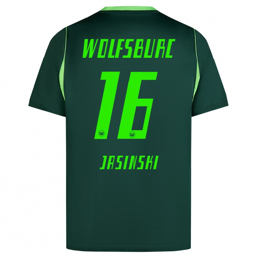 Danxen Børn Mateusz Jasinski #16 Mørkegrøn Hvid Hjemmebane Spillertrøjer 2026/27 Trøje T-Shirt