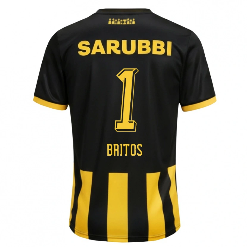 Danxen Børn Sebastián Britos #1 Sort Gul Hjemmebane Spillertrøjer 2026/27 Trøje T-Shirt