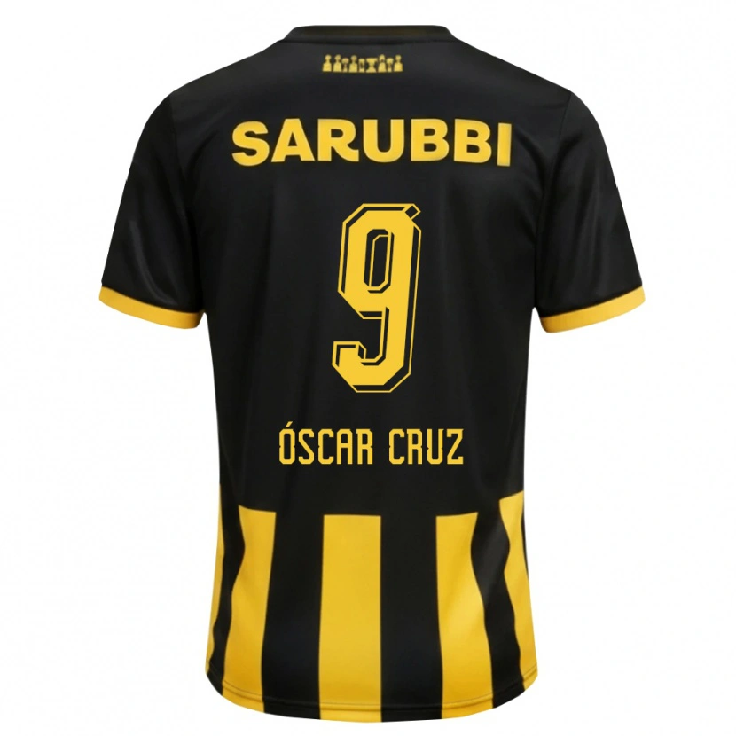 Danxen Børn Óscar Cruz #9 Sort Gul Hjemmebane Spillertrøjer 2026/27 Trøje T-Shirt