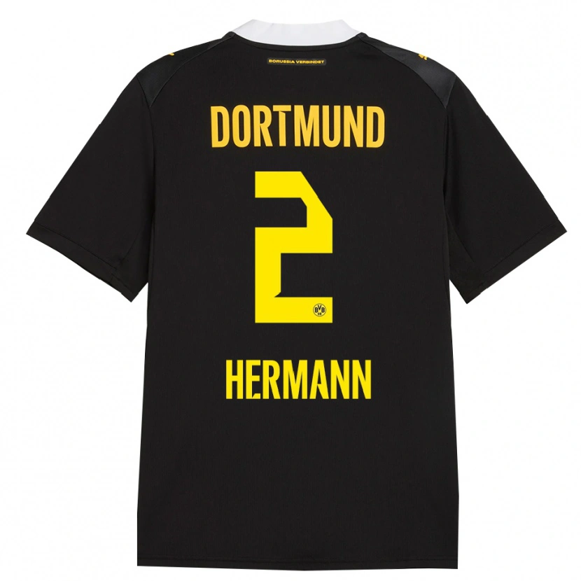 Danxen Børn Ben Hermann #2 Sort Rød Gul Udebane Spillertrøjer 2026/27 Trøje T-Shirt