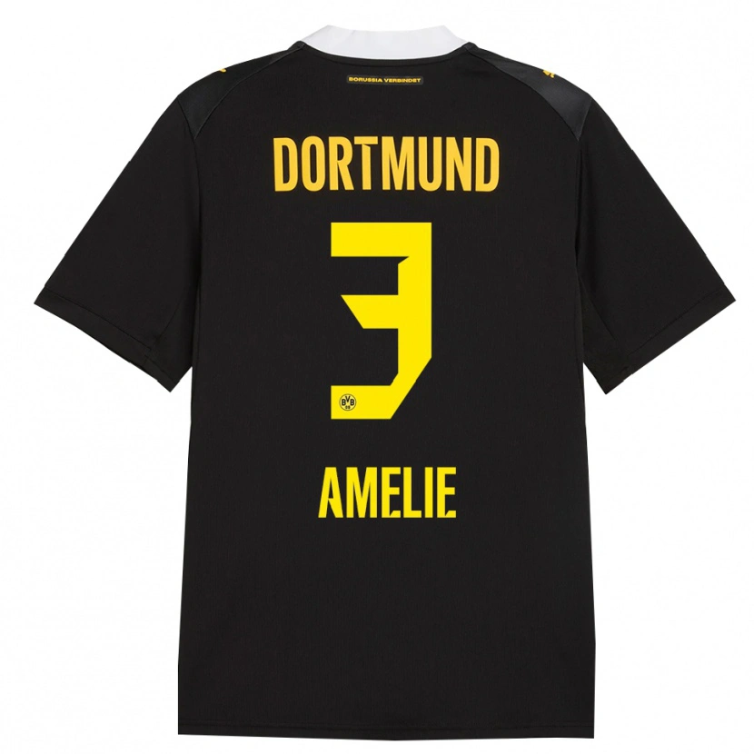 Danxen Børn Berger Amelie #3 Sort Rød Gul Udebane Spillertrøjer 2026/27 Trøje T-Shirt