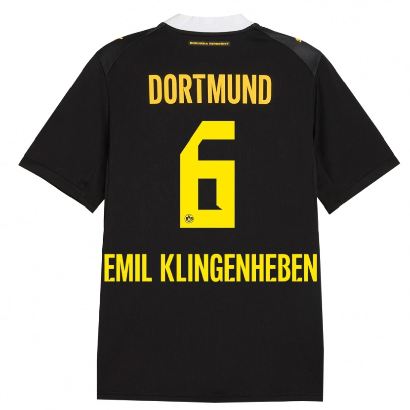 Danxen Børn Maximilian Emil Klingenheben #6 Sort Rød Gul Udebane Spillertrøjer 2026/27 Trøje T-Shirt