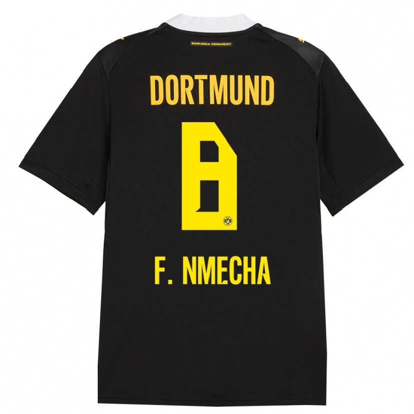 Danxen Børn Felix Nmecha #8 Sort Rød Gul Udebane Spillertrøjer 2026/27 Trøje T-Shirt