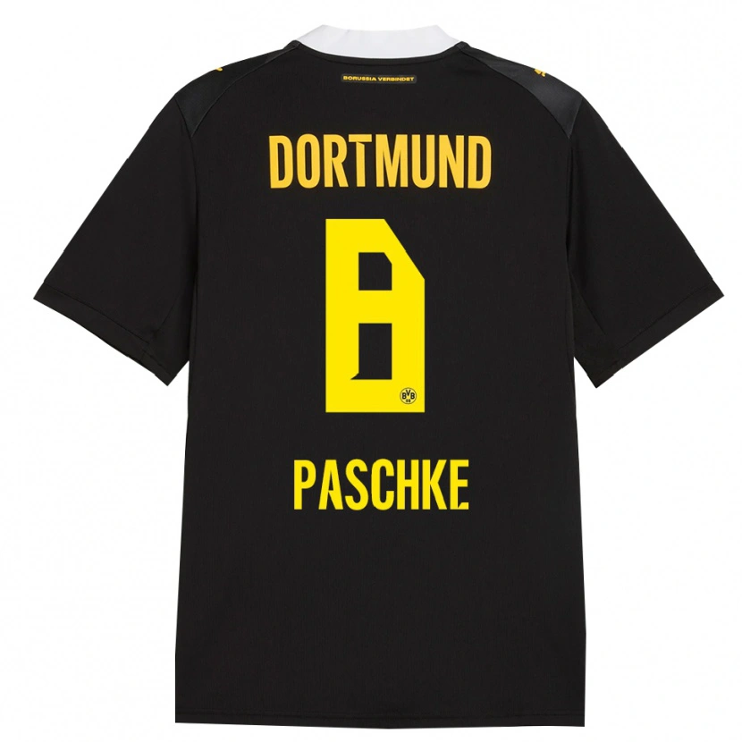 Danxen Børn Felix Paschke #8 Sort Rød Gul Udebane Spillertrøjer 2026/27 Trøje T-Shirt