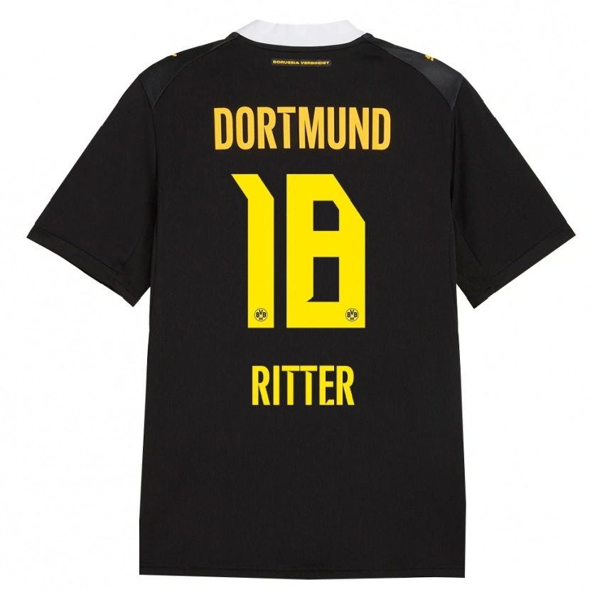 Danxen Børn Roméo Ritter #18 Sort Rød Gul Udebane Spillertrøjer 2026/27 Trøje T-Shirt