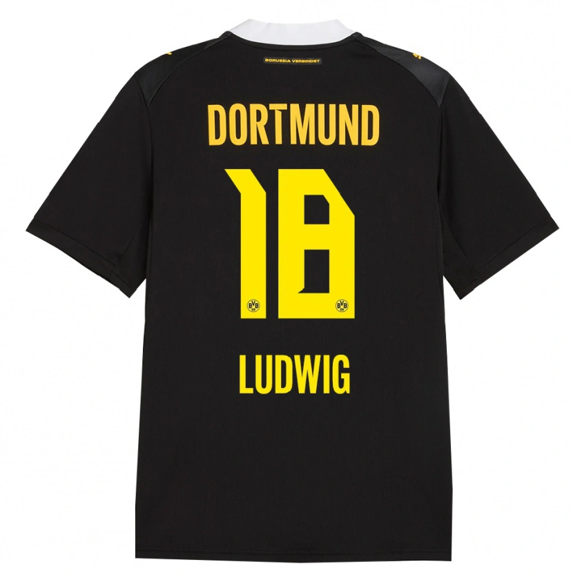 Danxen Børn Michel Ludwig #18 Sort Rød Gul Udebane Spillertrøjer 2026/27 Trøje T-Shirt