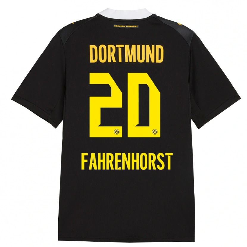 Danxen Børn Luke Fahrenhorst #20 Sort Rød Gul Udebane Spillertrøjer 2026/27 Trøje T-Shirt