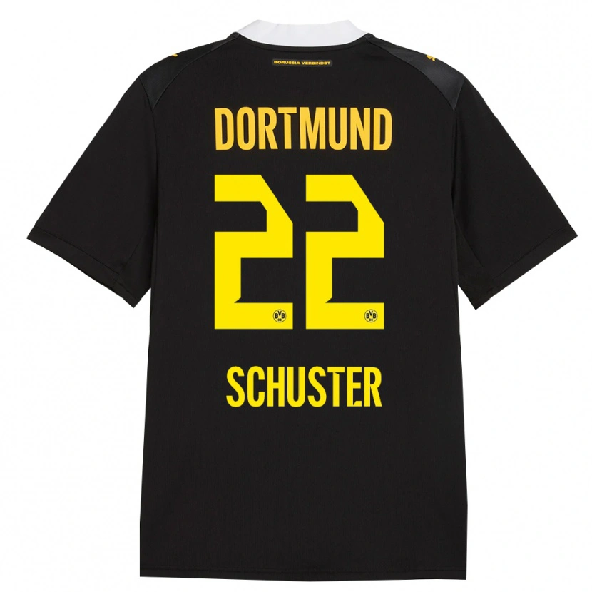 Danxen Børn Melanie Schuster #22 Sort Rød Gul Udebane Spillertrøjer 2026/27 Trøje T-Shirt