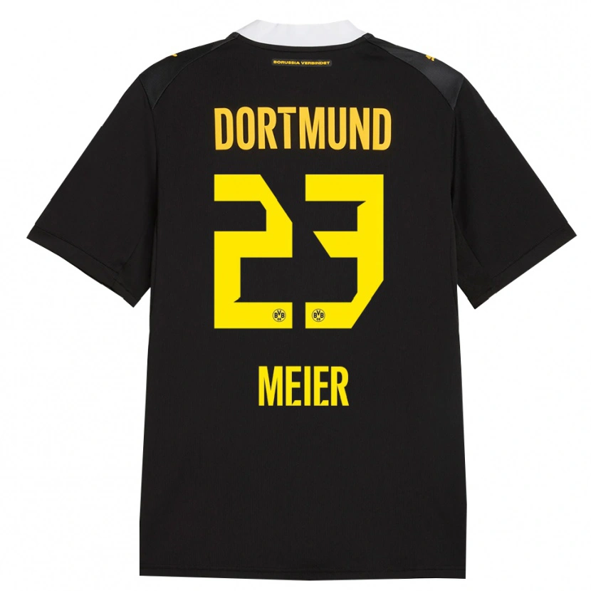 Danxen Børn Maximilian Meier #23 Sort Rød Gul Udebane Spillertrøjer 2026/27 Trøje T-Shirt