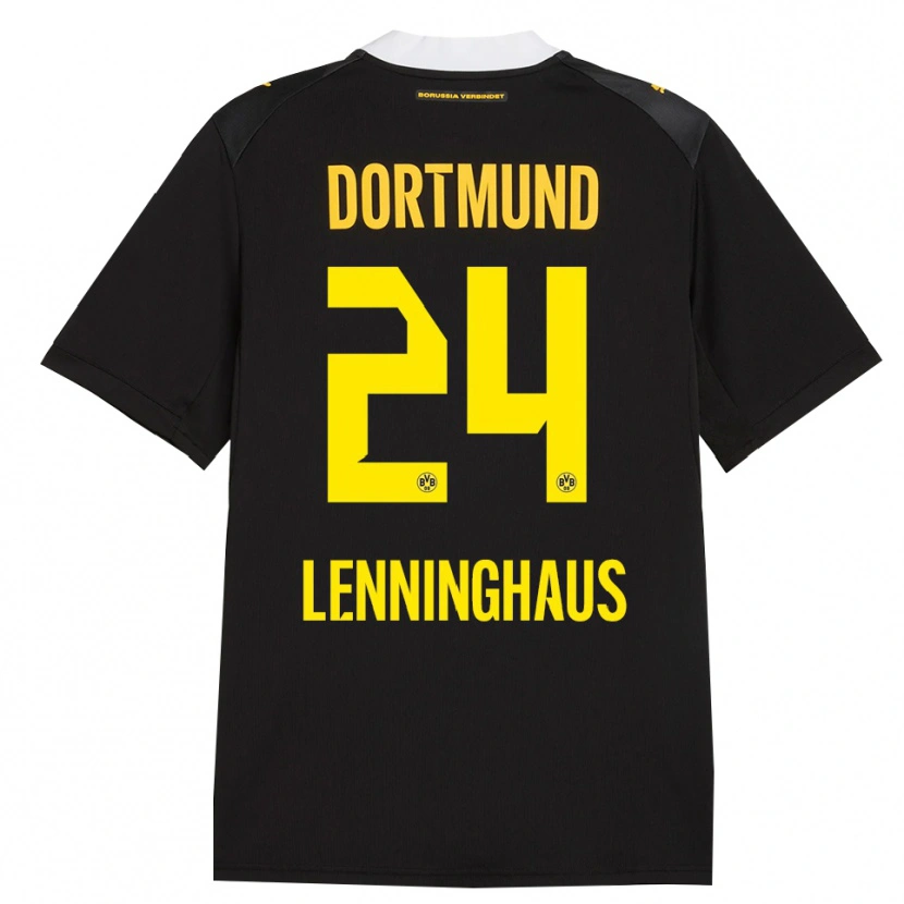 Danxen Børn Mika Lenninghaus #24 Sort Rød Gul Udebane Spillertrøjer 2026/27 Trøje T-Shirt