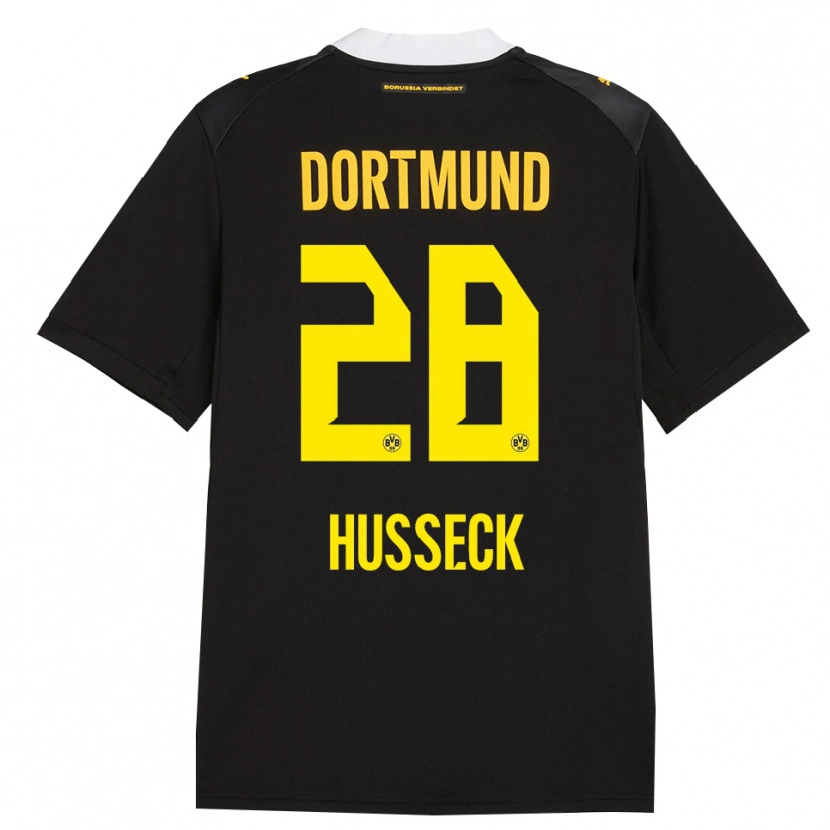 Danxen Børn Jonah Husseck #28 Sort Rød Gul Udebane Spillertrøjer 2026/27 Trøje T-Shirt