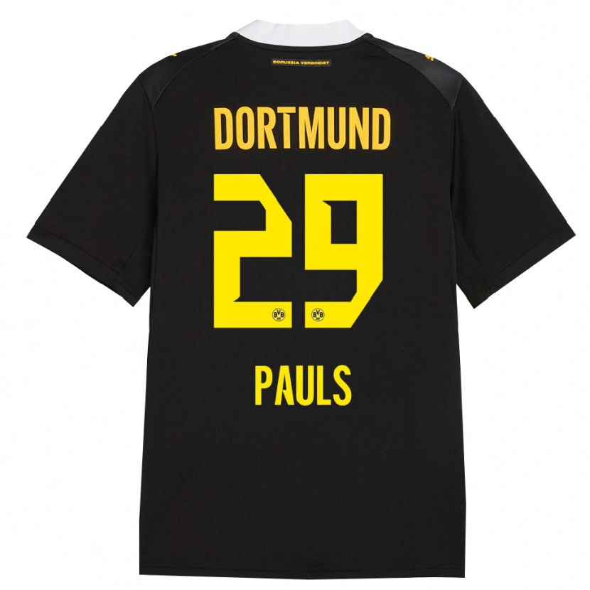 Danxen Børn Emilia Pauls #29 Sort Rød Gul Udebane Spillertrøjer 2026/27 Trøje T-Shirt