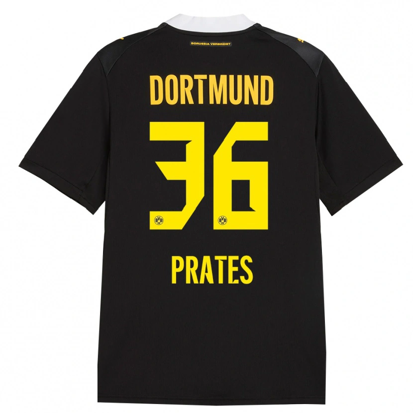 Danxen Børn Kauã Prates #36 Sort Rød Gul Udebane Spillertrøjer 2026/27 Trøje T-Shirt