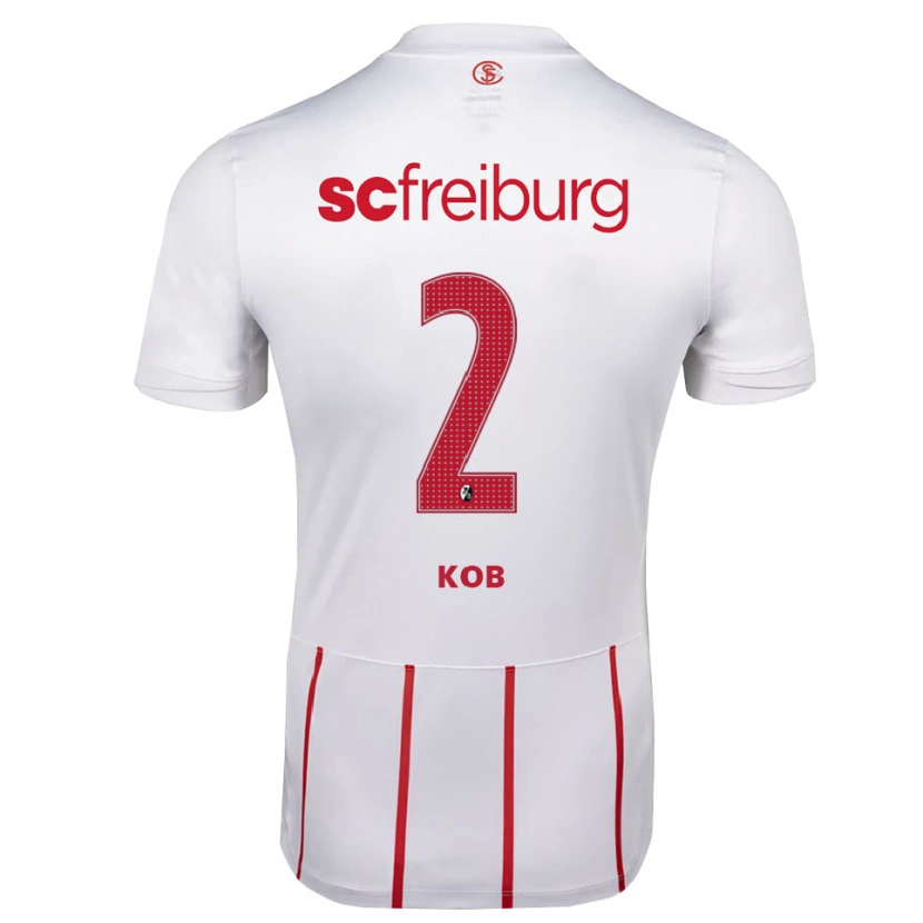 Danxen Børn Leon Koß #2 Hvid Rød Gul Udebane Spillertrøjer 2026/27 Trøje T-Shirt