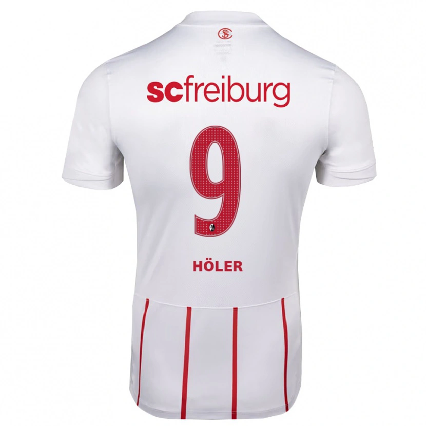 Danxen Børn Lucas Höler #9 Hvid Rød Gul Udebane Spillertrøjer 2026/27 Trøje T-Shirt