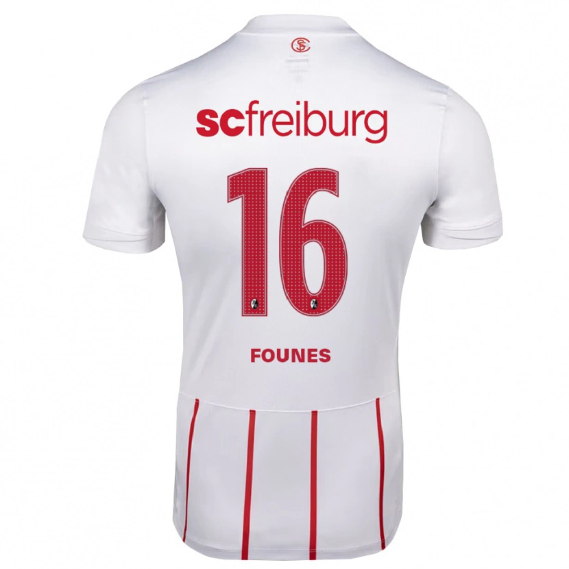 Danxen Børn Kevin Founes #16 Hvid Rød Gul Udebane Spillertrøjer 2026/27 Trøje T-Shirt
