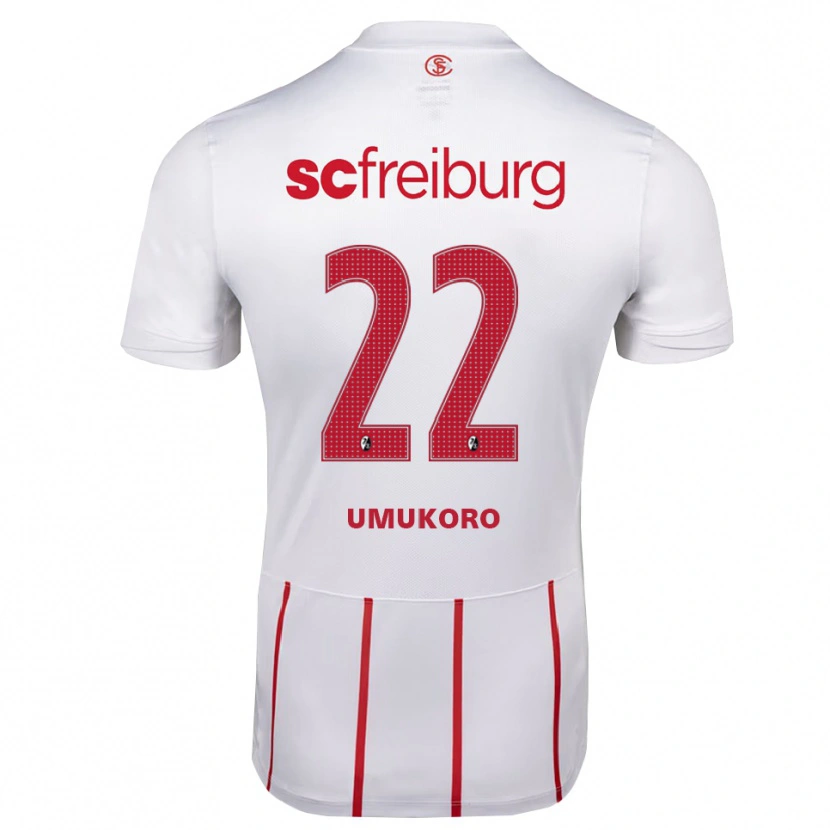 Danxen Børn Jayden Umukoro #22 Hvid Rød Gul Udebane Spillertrøjer 2026/27 Trøje T-Shirt