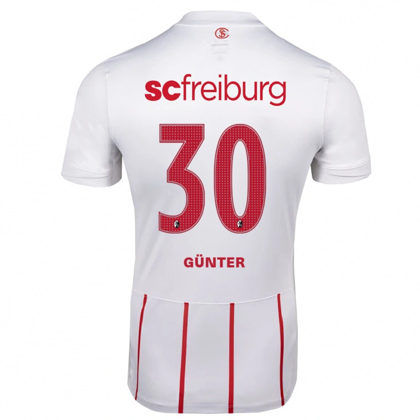 Danxen Børn Christian Günter #30 Hvid Rød Gul Udebane Spillertrøjer 2026/27 Trøje T-Shirt