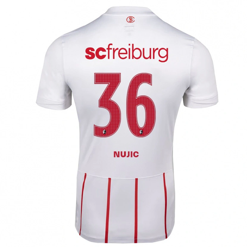 Danxen Børn Luka Nujic #36 Hvid Rød Gul Udebane Spillertrøjer 2026/27 Trøje T-Shirt