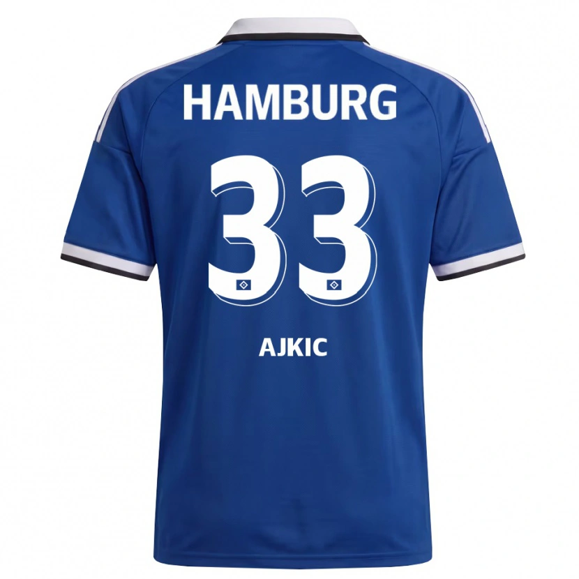 Danxen Børn Selim Ajkic #33 Hvid Blå Udebane Spillertrøjer 2026/27 Trøje T-Shirt