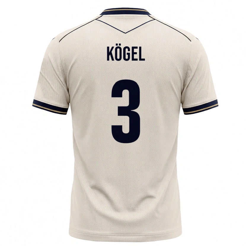 Danxen Børn Elias Kögel #3 Off-White Blækblå Udebane Spillertrøjer 2026/27 Trøje T-Shirt