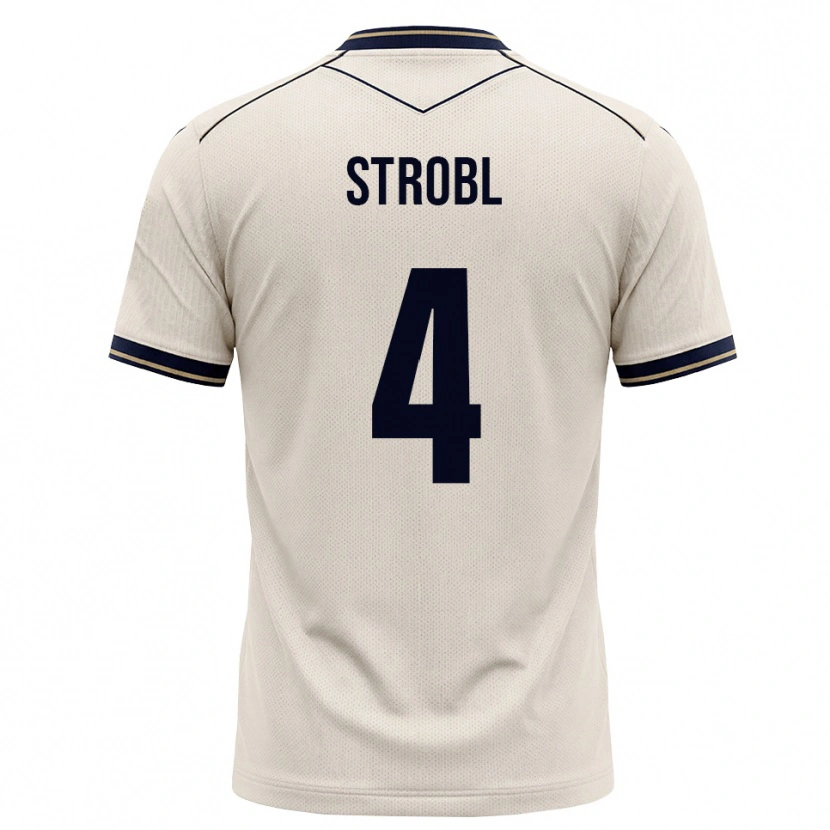 Danxen Børn Lars Strobl #4 Off-White Blækblå Udebane Spillertrøjer 2026/27 Trøje T-Shirt