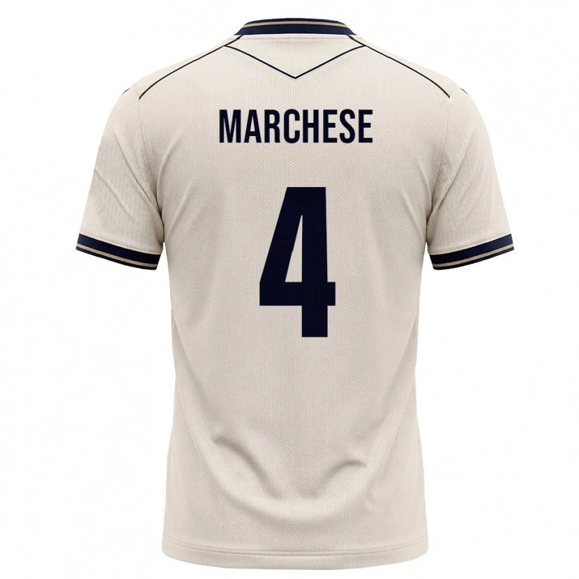 Danxen Børn Luca Marchese #4 Off-White Blækblå Udebane Spillertrøjer 2026/27 Trøje T-Shirt
