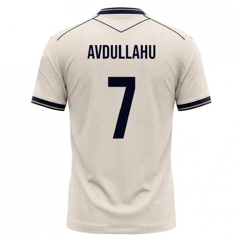 Danxen Børn Leon Avdullahu #7 Off-White Blækblå Udebane Spillertrøjer 2026/27 Trøje T-Shirt