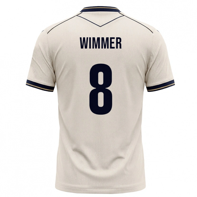 Danxen Børn Patrick Wimmer #8 Off-White Blækblå Udebane Spillertrøjer 2026/27 Trøje T-Shirt