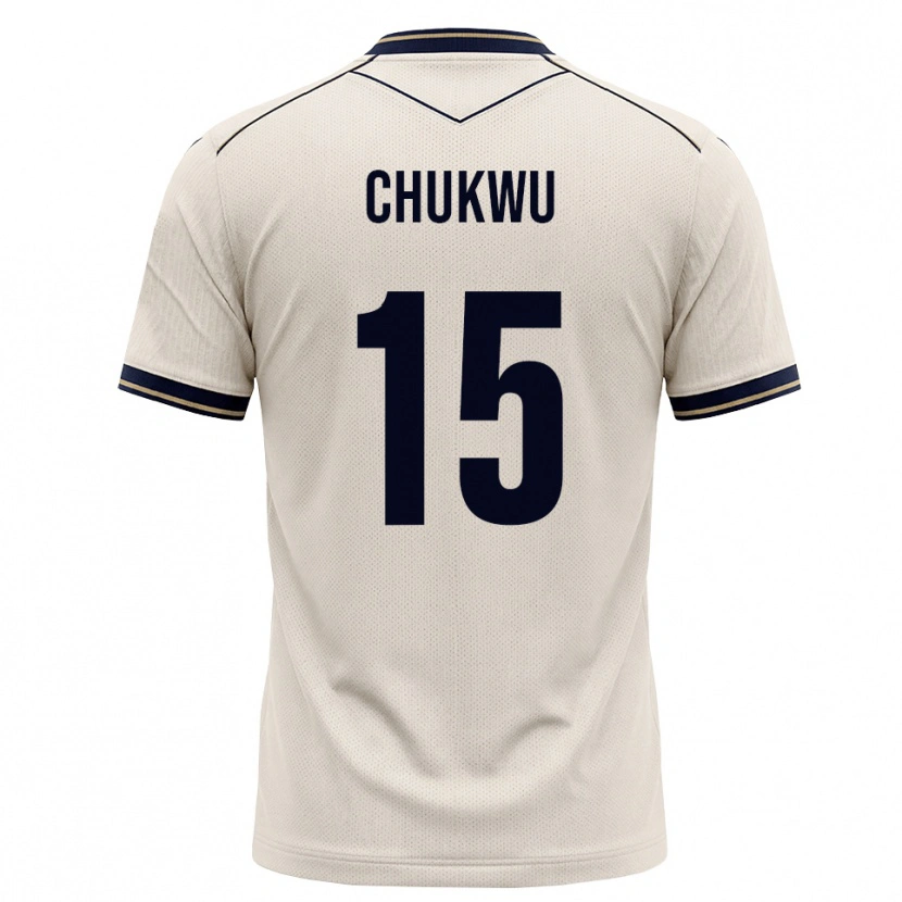Danxen Børn Emmanuel Chukwu #15 Off-White Blækblå Udebane Spillertrøjer 2026/27 Trøje T-Shirt