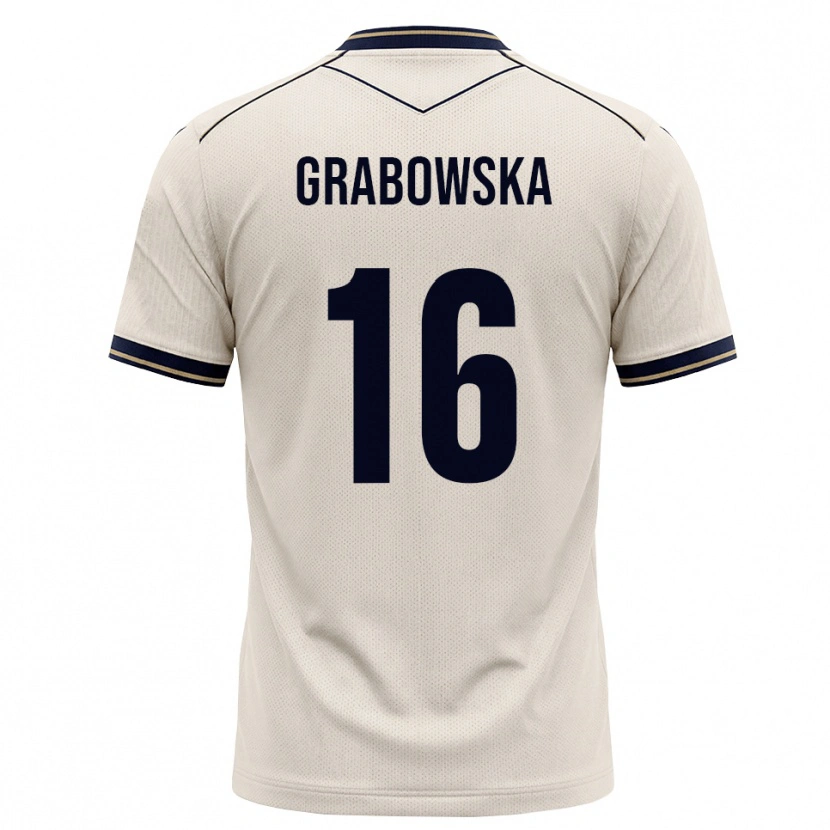 Danxen Børn Dominika Grabowska #16 Off-White Blækblå Udebane Spillertrøjer 2026/27 Trøje T-Shirt