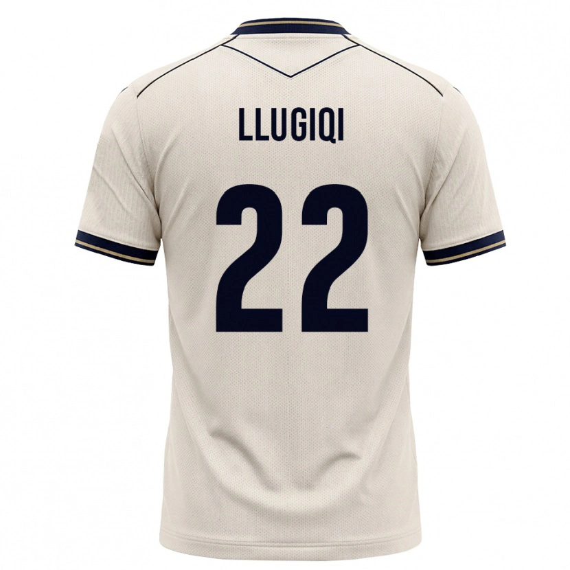 Danxen Børn Arian Llugiqi #22 Off-White Blækblå Udebane Spillertrøjer 2026/27 Trøje T-Shirt