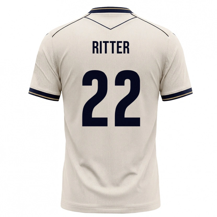 Danxen Børn Sara Ritter #22 Off-White Blækblå Udebane Spillertrøjer 2026/27 Trøje T-Shirt