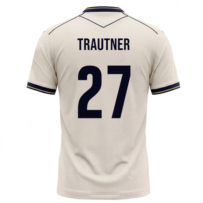 Danxen Børn Tobias Trautner #27 Off-White Blækblå Udebane Spillertrøjer 2026/27 Trøje T-Shirt