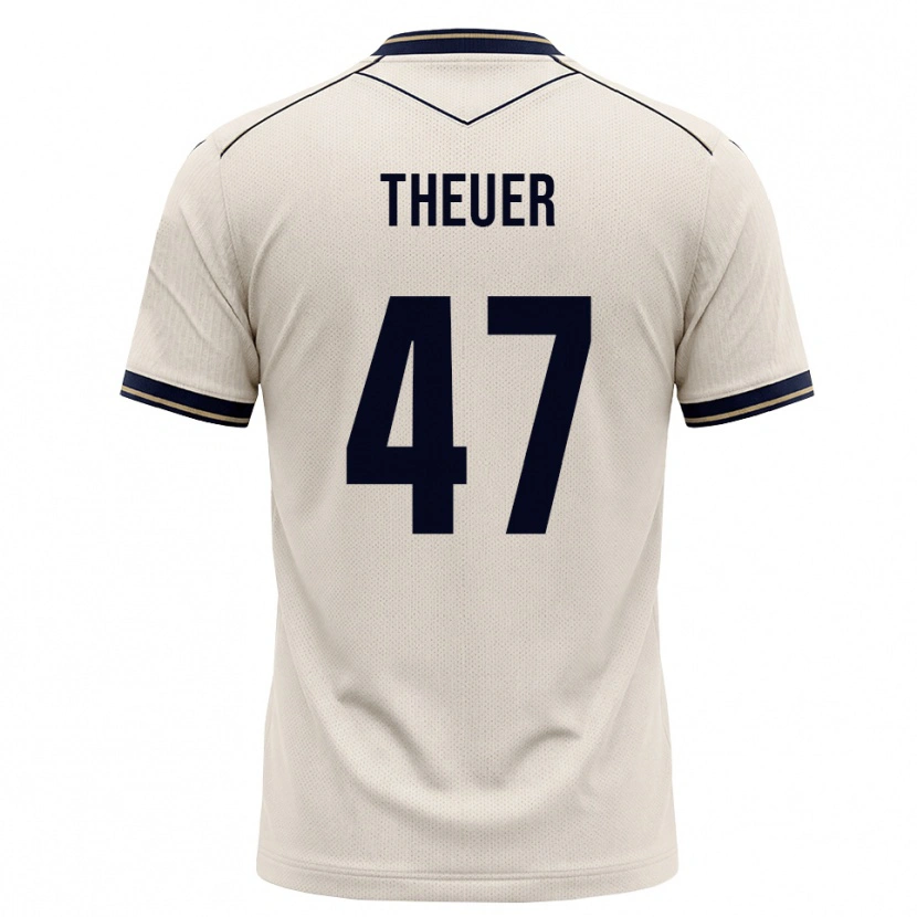 Danxen Børn Maximilian Theuer #47 Off-White Blækblå Udebane Spillertrøjer 2026/27 Trøje T-Shirt