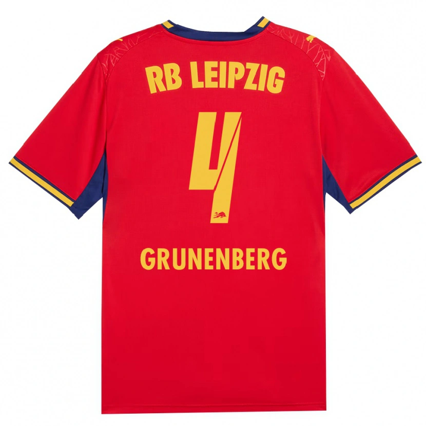 Danxen Børn Rucy Grunenberg #4 Rød Gul Kongelig Blå Udebane Spillertrøjer 2026/27 Trøje T-Shirt
