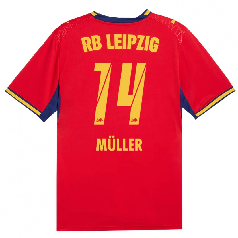 Danxen Børn Hannes Müller #14 Rød Gul Kongelig Blå Udebane Spillertrøjer 2026/27 Trøje T-Shirt