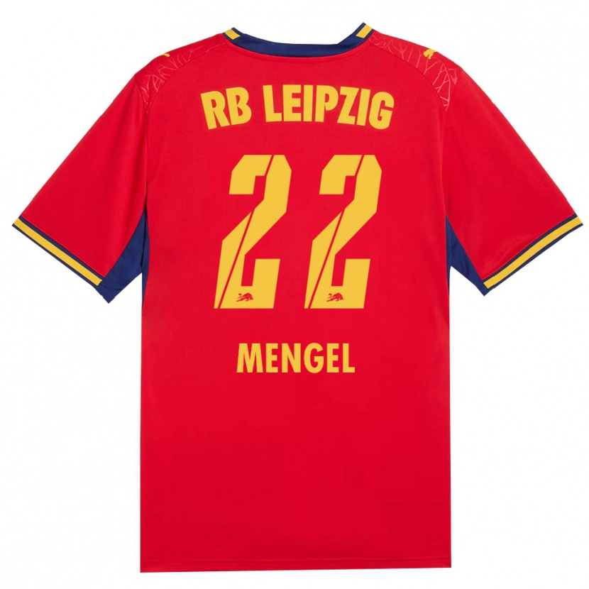 Danxen Børn Luca Mengel #22 Rød Gul Kongelig Blå Udebane Spillertrøjer 2026/27 Trøje T-Shirt