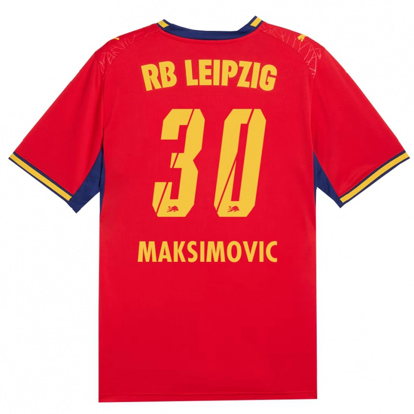 Danxen Børn Andrija Maksimovic #30 Rød Gul Kongelig Blå Udebane Spillertrøjer 2026/27 Trøje T-Shirt
