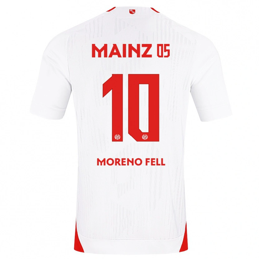 Danxen Børn Fabio Moreno Fell #10 Hvid Rød Gul Udebane Spillertrøjer 2026/27 Trøje T-Shirt