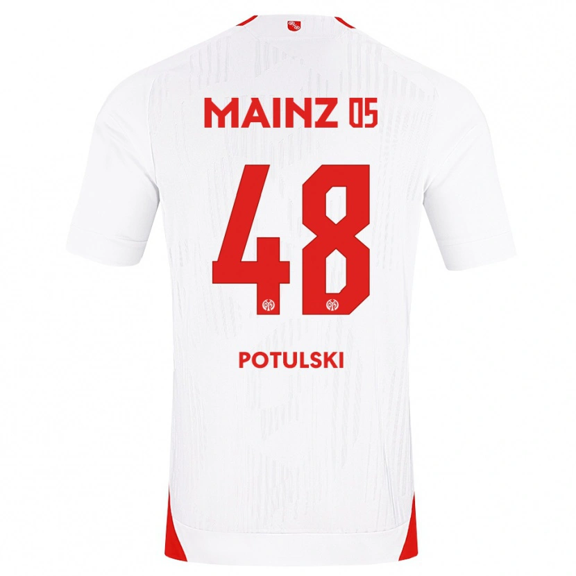 Danxen Børn Kacper Potulski #48 Hvid Rød Gul Udebane Spillertrøjer 2026/27 Trøje T-Shirt