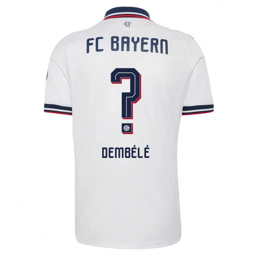 Danxen Børn Abdulaye Dembélé #0 Hvid Grå Rød Udebane Spillertrøjer 2026/27 Trøje T-Shirt